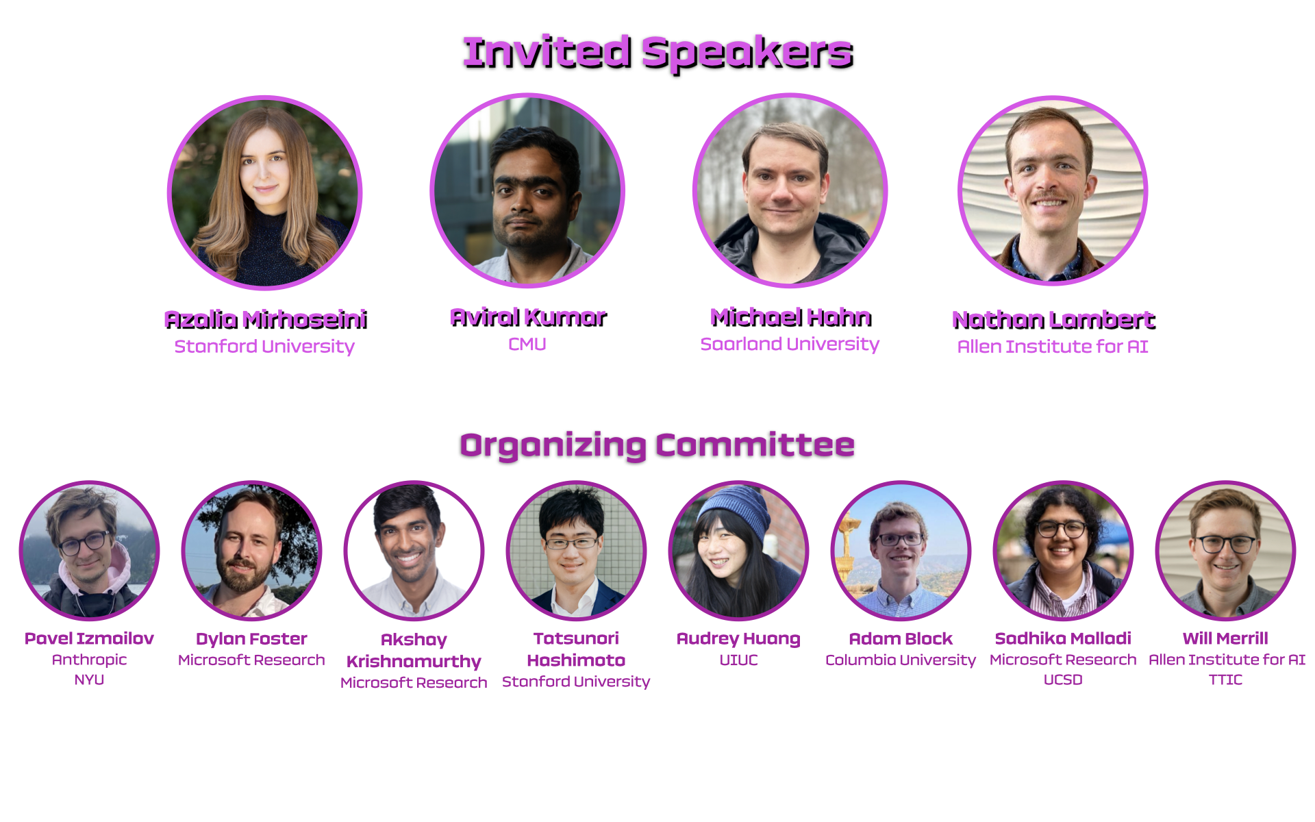 Invited Speakers and Organizing Committee